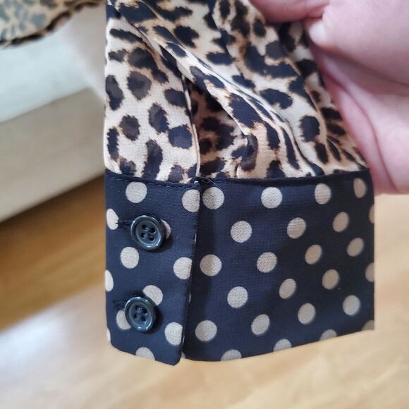 INC Leopard Dot Button-Up Shirt Size XS - Picture 7 of 12